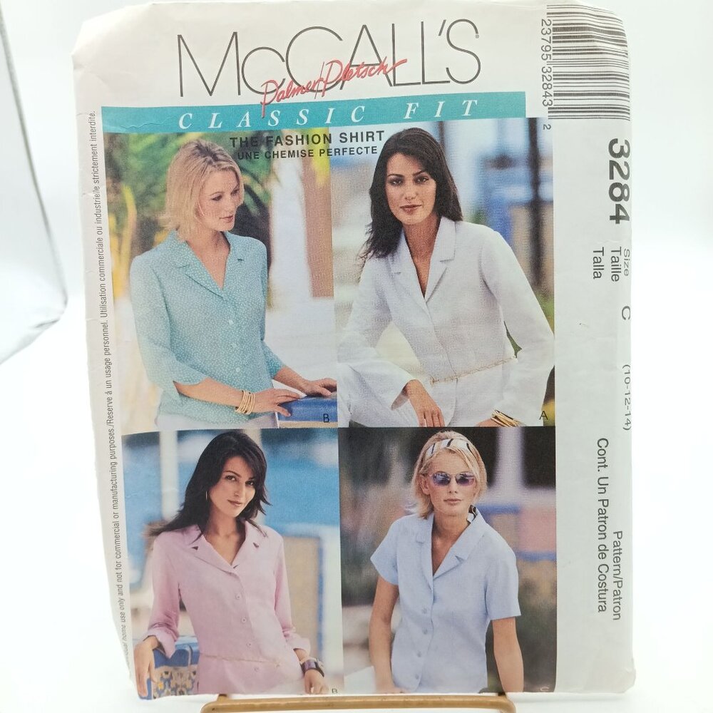 Vintage McCalls 3284 Classic Fit Womens Shirt Sewing Pattern 2001 Size 10-14